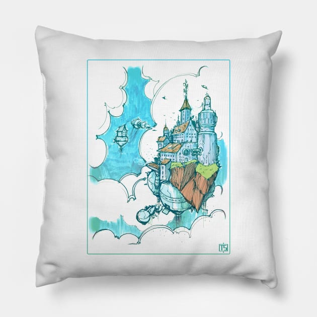 Sky City Pillow by INKSPACE