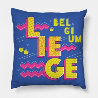 Retro 90s Liege, Belgium Pillow