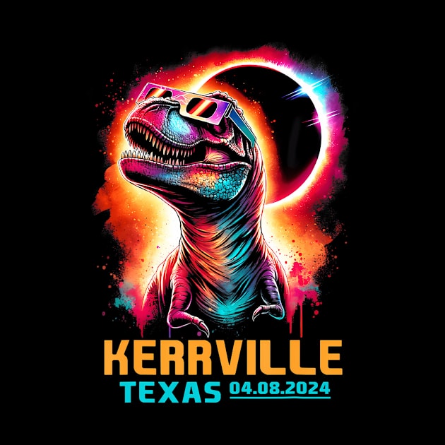 Kerrville Texas Total Solar Eclipse 2024 T Rex Dinosaur by SanJKaka