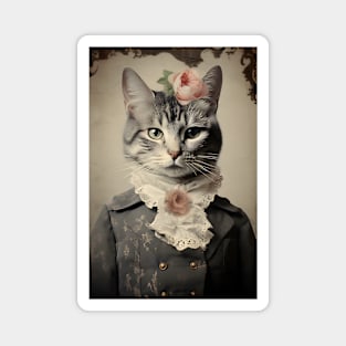 Cute Cat Portrait in Suit Vintage Art Magnet