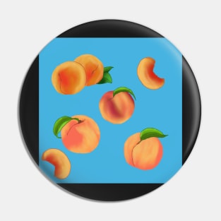 Peaches Pattern Blue Pin