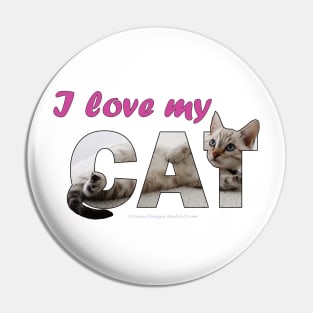 I love my cat - silver tabby oil painting word art Pin