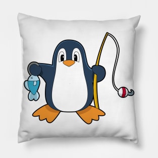 Penguin Fisher Fishing rod Fish Pillow