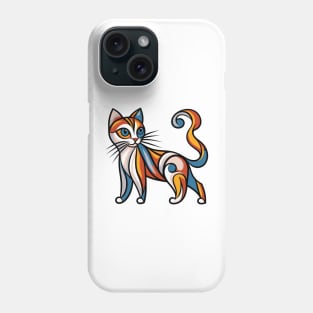 Pop art cat illustration. cubism cat illustration Phone Case