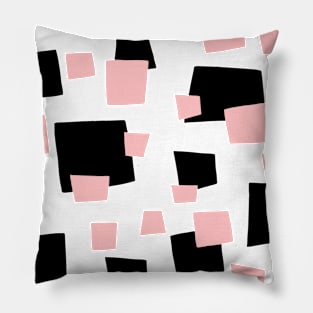 Geometric pattern black pink and white Pillow