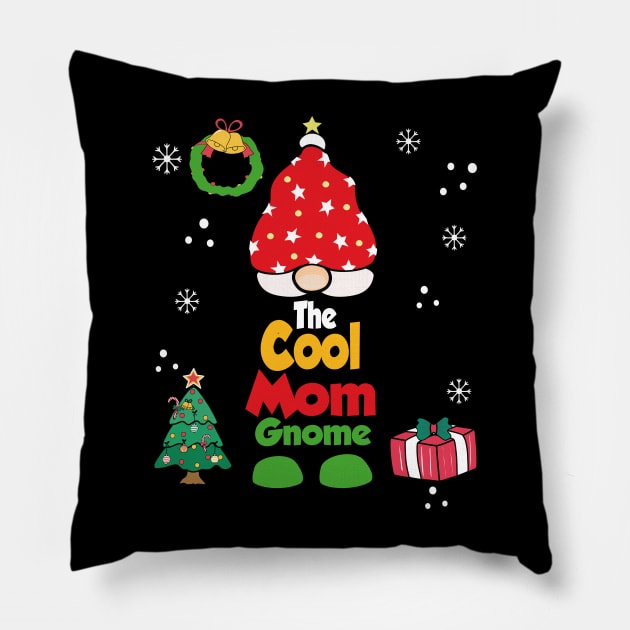 The cool mom Gnome Funny Xmas Family Group Pj Pillow by JohnRelo