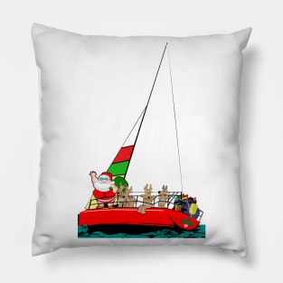 Santa Sailing at Christmas Pillow