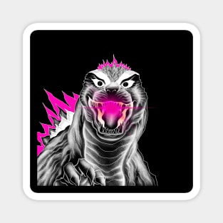 happy punk kaiju godzilla in pink style Magnet