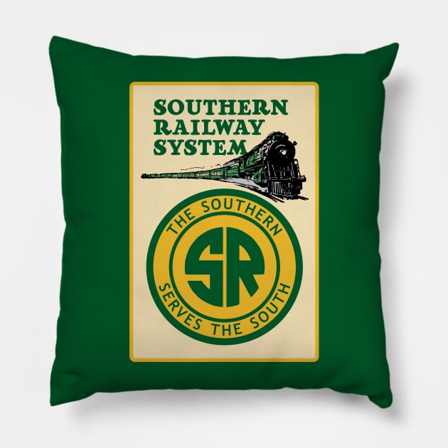Southern Railway System Vintage Poster Type Graphics Pillow by MatchbookGraphics