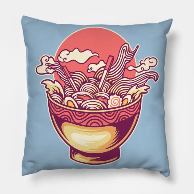 Japanese kawaii noodles Pillow by Indiestyle