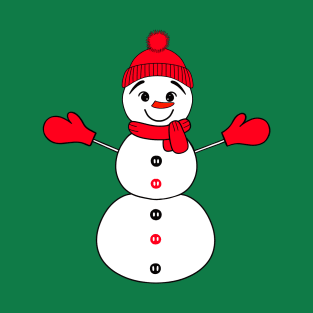 Red Mittens Snowman Christmas T-Shirt