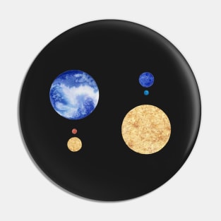 Indigo and Gold Planet Moons Duo Pin