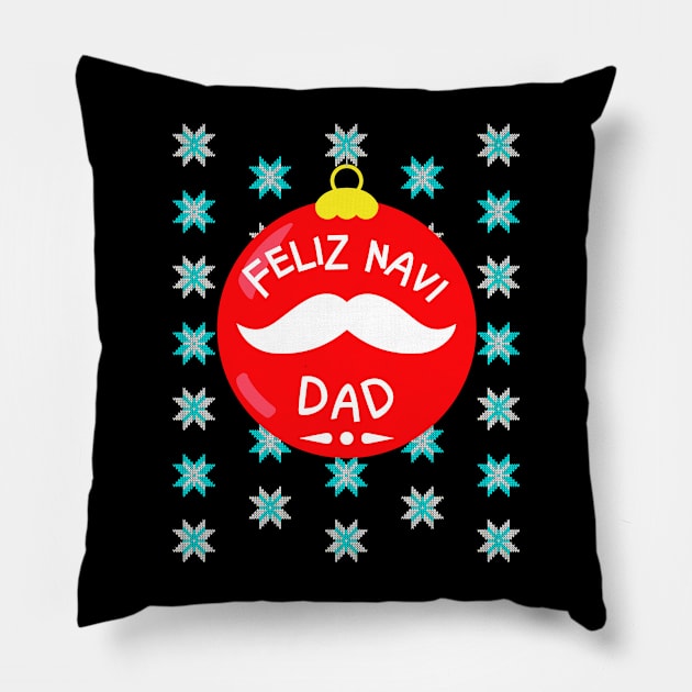 Feliz Navi Dad Red Christmas Ornament Design Pillow by Brobocop