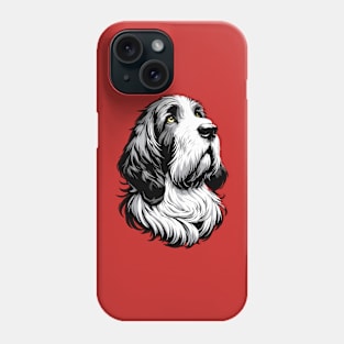 Stunning and Cool Grand Basset Griffon Vendeen Monochrome and Gold Portrait for Father's Day Phone Case