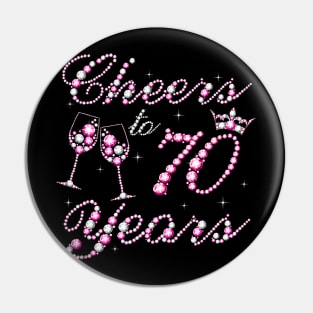 Cheers To 70 Years 1952 70th Birthday Queen Pink Diamond Pin