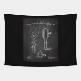 Light Bulb Patent - Edison Invention Industrial Design Art - Black Chalkboard Tapestry