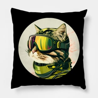 A Cat In A Ski Googles - Gifts for Cat lovers Pillow