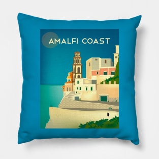 Vintage Travel Poster - Amalfi Coast, Italy Pillow