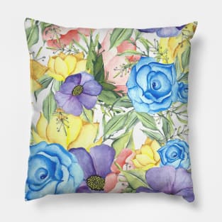 Colorful floral watercolor Pillow