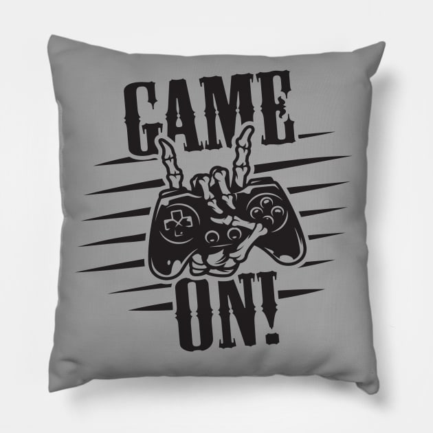 Game On black text version Pillow by G! Zone