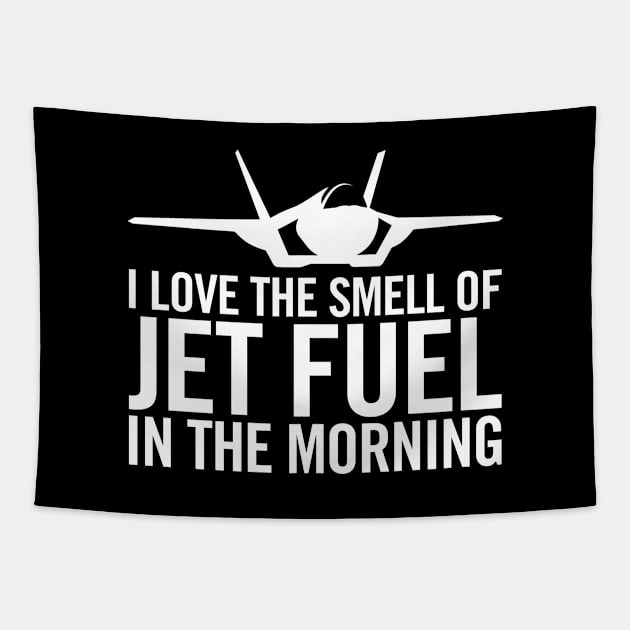 F-35 Lightning II "I love the smell of jet fuel in the morning" Tapestry by hobrath