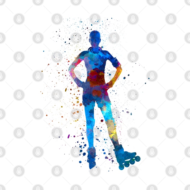 Inline skater man in watercolor by PaulrommerArt