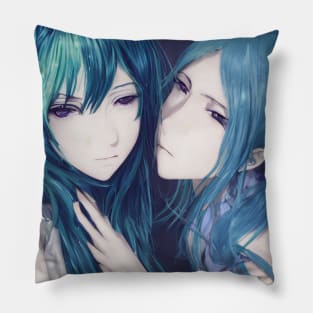 Two anime girls in love - lesbian or best girlfriend Pillow