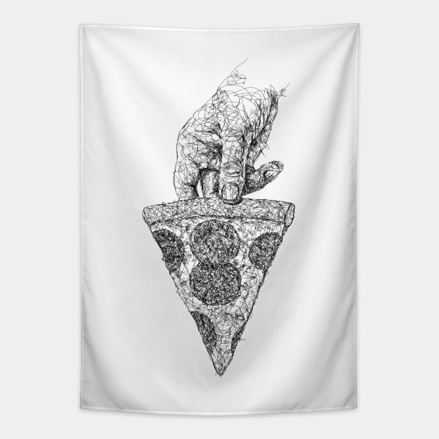 Take a slice of pizza drawing with scribble art Tapestry by KondeHipe