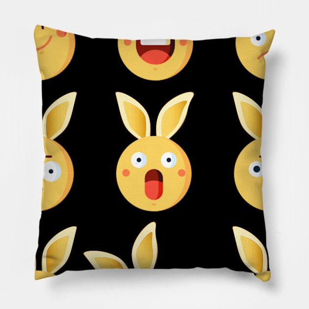 Cute and Easter Bunny Emoji Tee 2018 Easter Day Pillow by CarleyMichaels