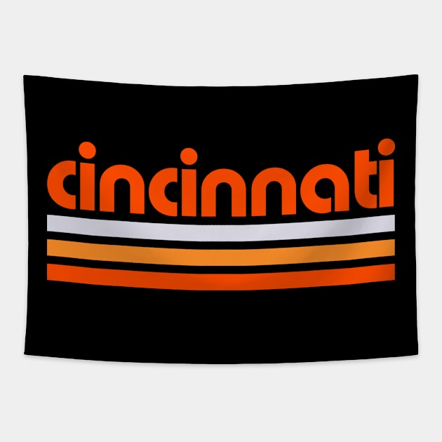 Retro Cincinnati Stripes Tapestry by Now Boarding