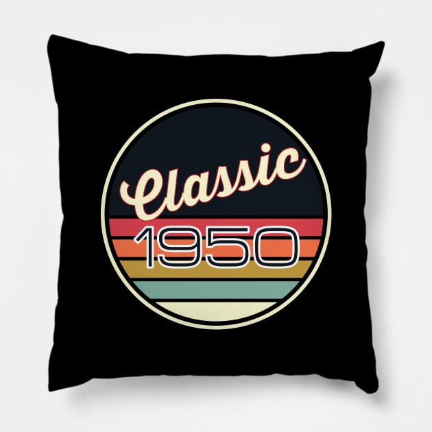 Classic 1950 Birthday Celebration 70 year gift Pillow by Designtigrate