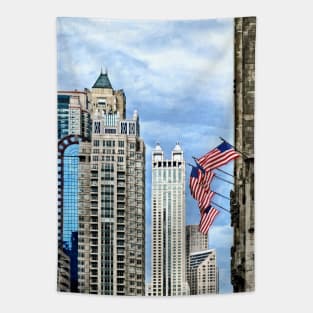 Chicago IL - Flags Along Michigan Avenue Tapestry