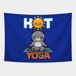 Hot Yoga Funny Summer Cat Tapestry