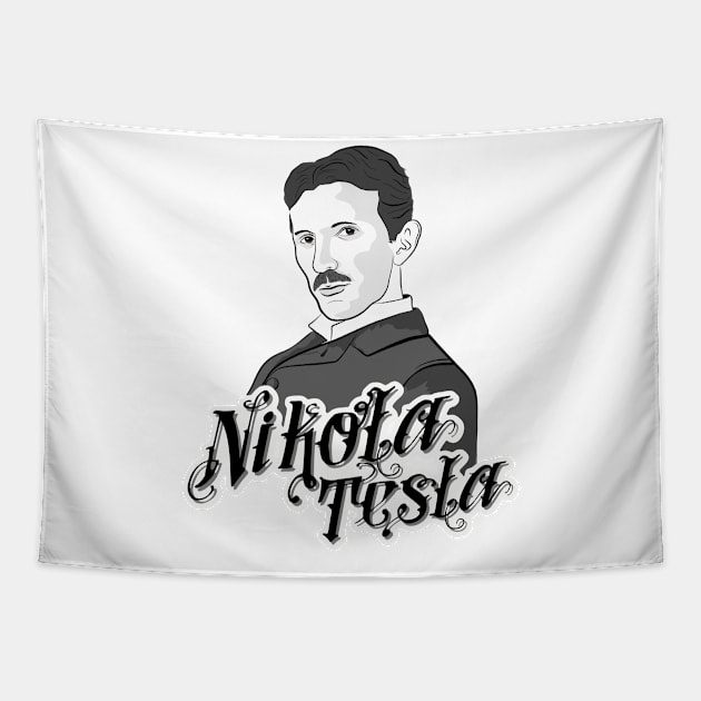 Nikola Tesla Portrait Tapestry by Tamie