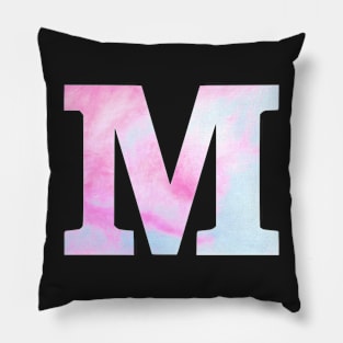 The Letter M Blue and Pink Design Pillow