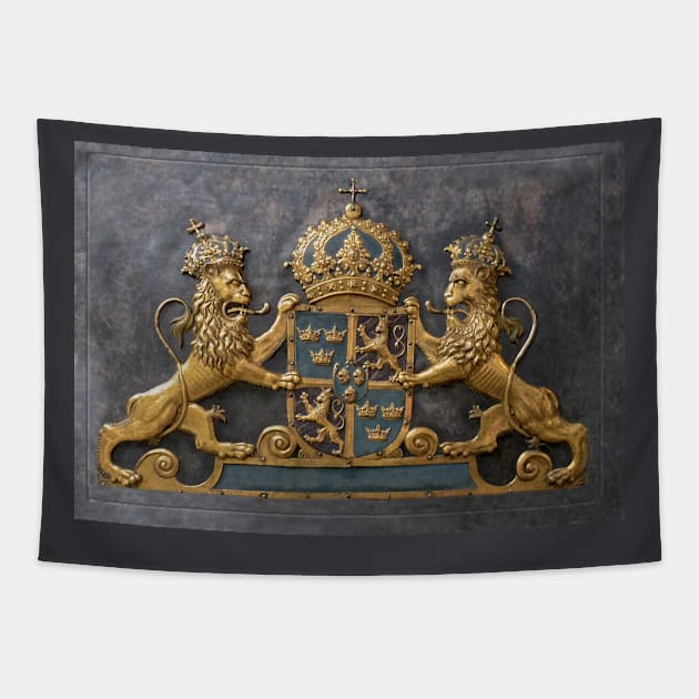 Coat of arms of Sweden. Tapestry by Luggnagg