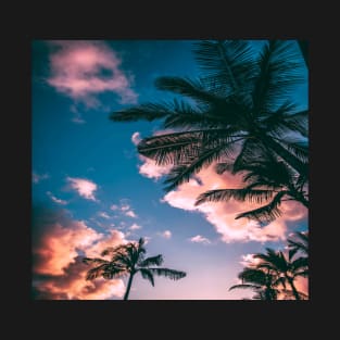 Green and brown coconut trees under clear blue sky T-Shirt