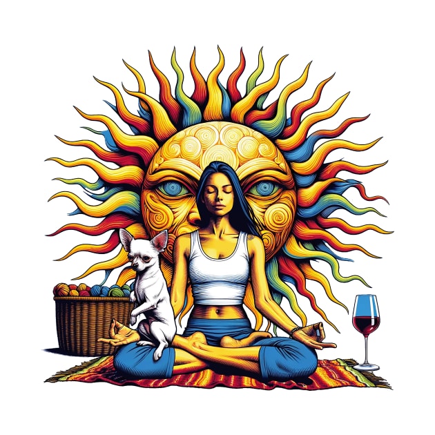 Zen Woman Chihuahua Meditation by Sideways Tees