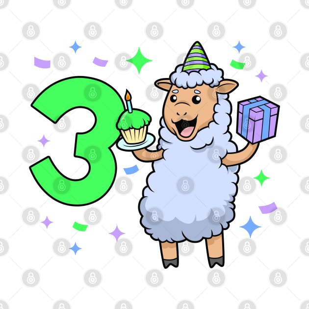 I am 3 with sheep - girl birthday 3 years old by Modern Medieval Design