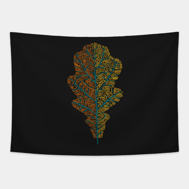 Topographic Mountain Oak Leaf Tapestry by KenzieDesignCo