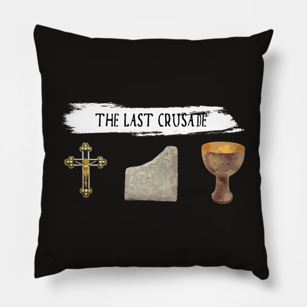 The Last Crusade - Artifacts Pillow by Buff Geeks Art