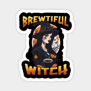 Brewtiful Witch Halloween Coffee lover Magnet