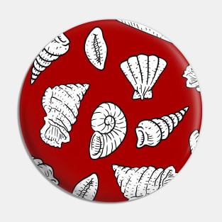red and white sea shells. Pin