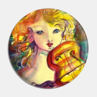 VIOLINIST GIRL ,VIOLIN AND CAT Pin