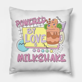 Powered By Love Milkshake Retro 80s 90s Who Loves Milkshakes For Matching Couples Pillow