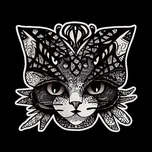 Kitty Doodle Cat Black And White Sketch by Edongski303 Teepublic Merch