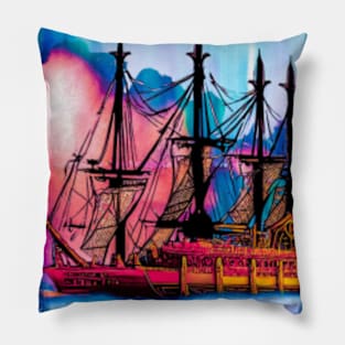 Watercolor Ghost Ship Pillow