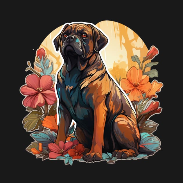 Bullmastiff Floral Cottagecore by Paul Walls