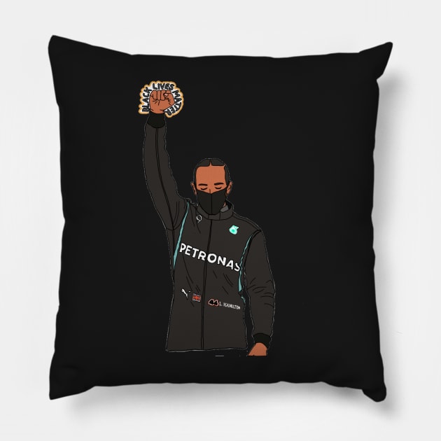 Lewis Hamilton- Black Lives Matter Pillow by crashstappen