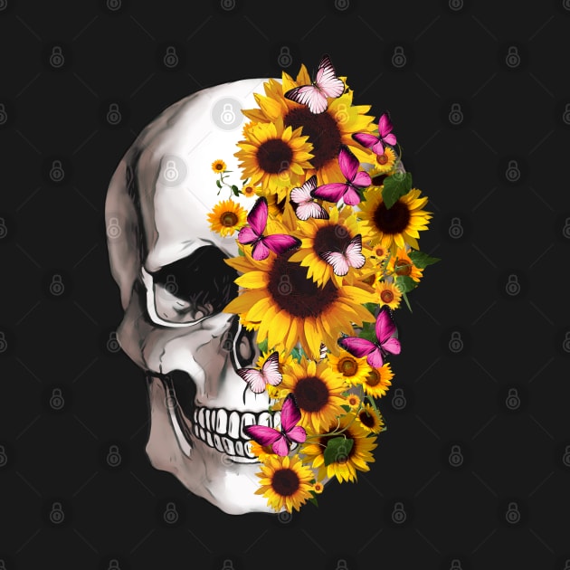 Sage Tribe Skull With sunflowers by Collagedream